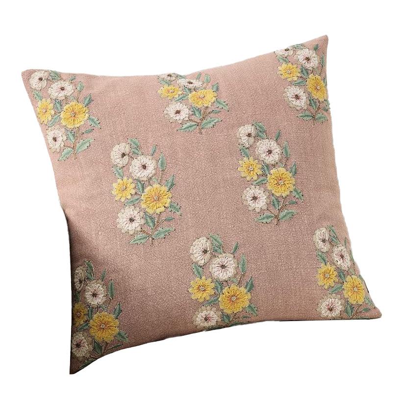 Pottery Barn Laila Embroidered Cushion Cover 51cm Rosewood